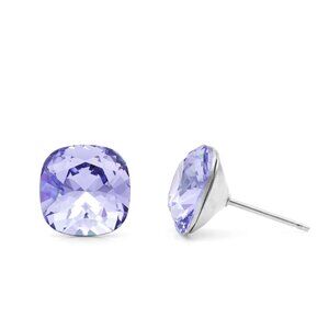 10mm Purple Swarovski Crystal Studs | Cushion Cut Earrings | Hypoallergenic